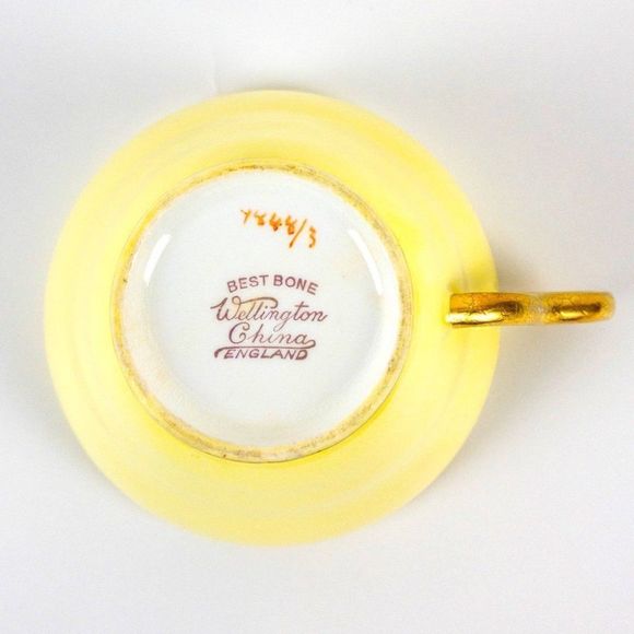 Wellington Bone China Tea Cup made in England with gorgeous yellow lustre finish - Picture 7 of 9